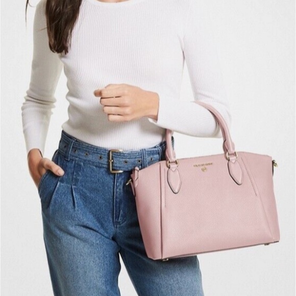 MICHAEL KORS Most Popular "Sienna" Pebble Leather Satchel in Smokey Rose NWT - Picture 2 of 3